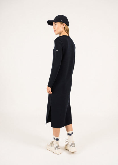 Robe pull longue Marée - unie, en laine (NAVY)