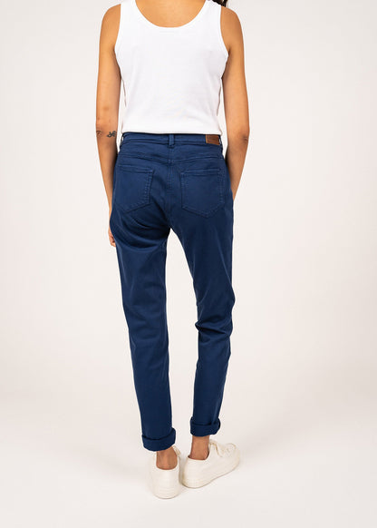 Pantalon taille haute Mimosa - coupe slim en coton stretch (INDIGO)