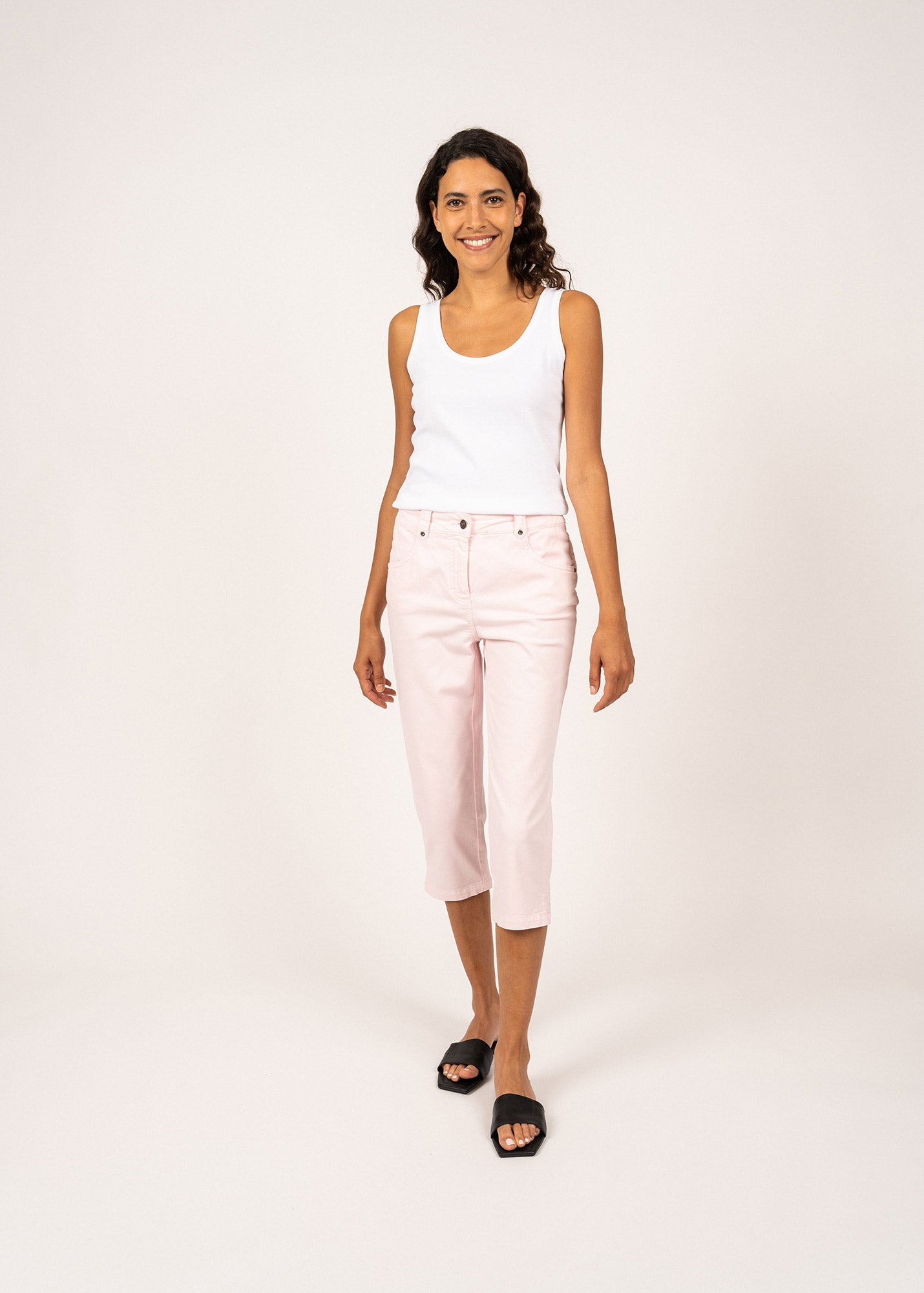 Pantacourt Elodie - en gabardine de coton, coupe confort (ROSE)