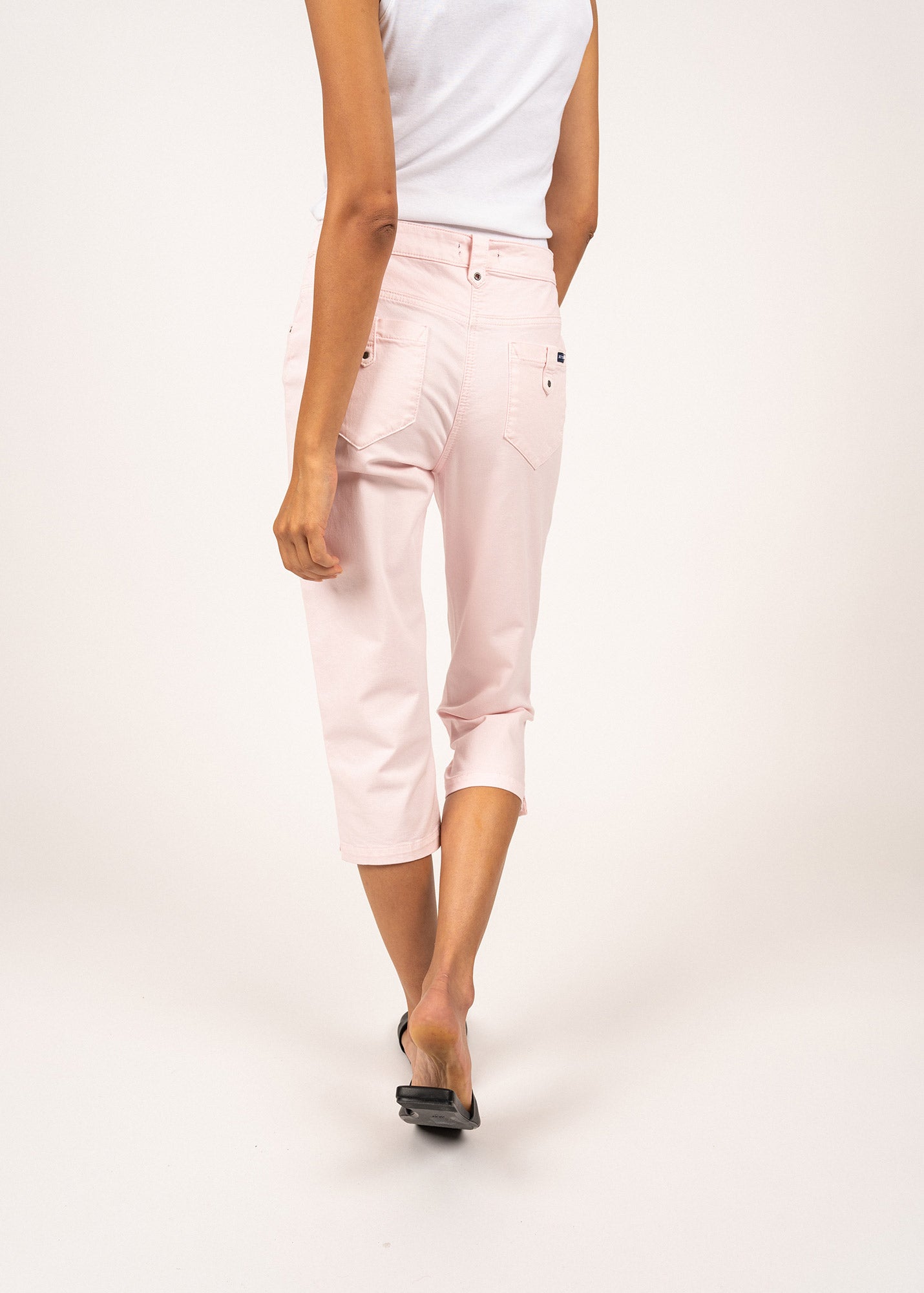 Pantacourt Elodie - en gabardine de coton, coupe confort (ROSE)