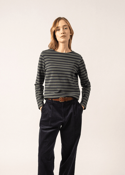 Marinière Méridame - coupe droite, en coton épais (VEGETAL/NAVY)