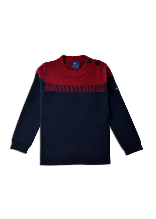 Pull marin enfant Bretagne - bicolore, en laine mélangée (MARINE/PERSAN)