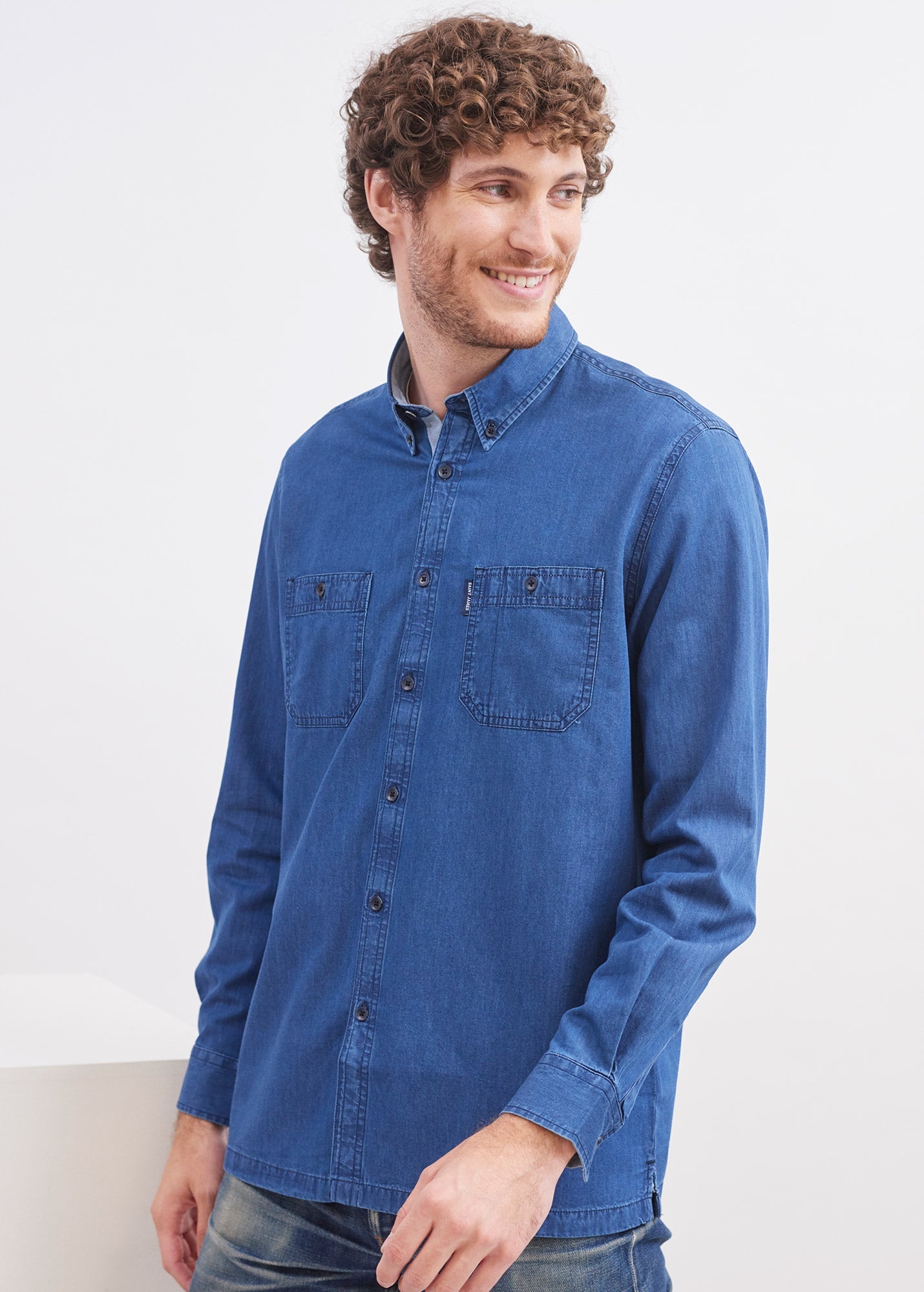 Chemise New Lambert - coupe droite, en denim de coton (DENIM)