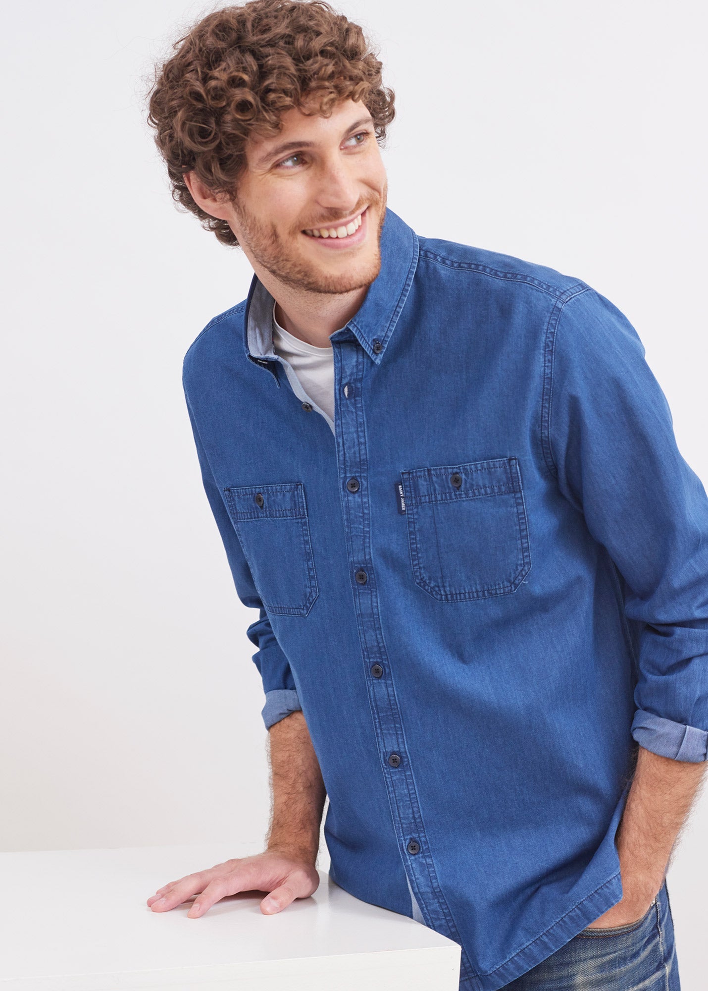 Chemise New Lambert - coupe droite, en denim de coton (DENIM)