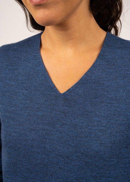 Pull col V Bréhat - en maille de laine fine (JEAN)