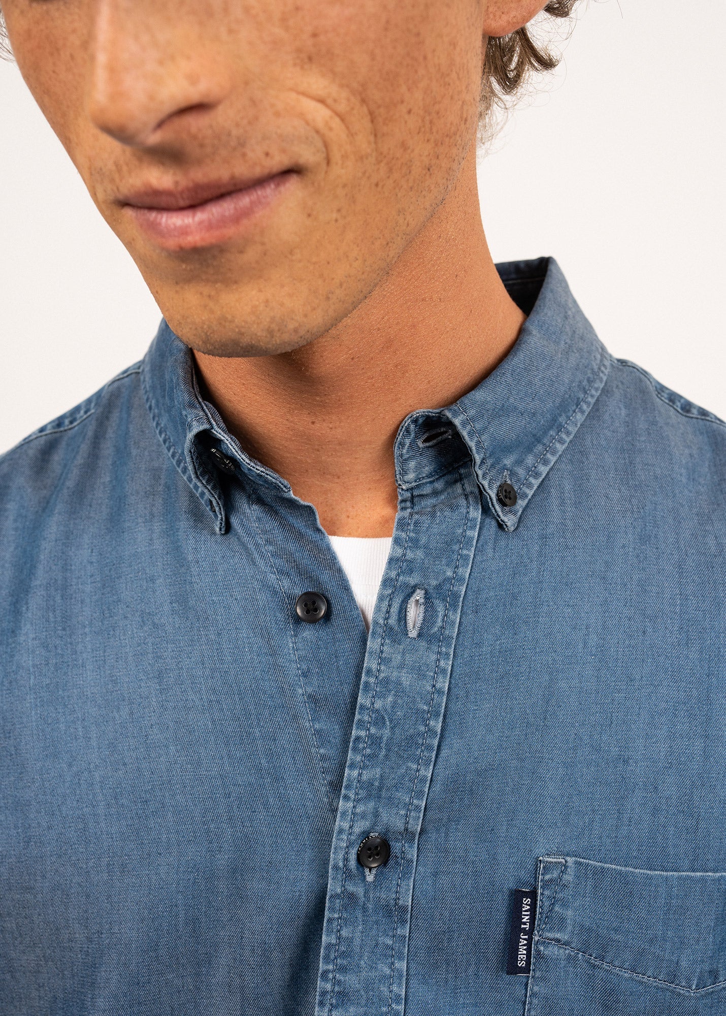 Chemise manches longues Frederic - coupe droite, en chambray (CHAMBRAY)