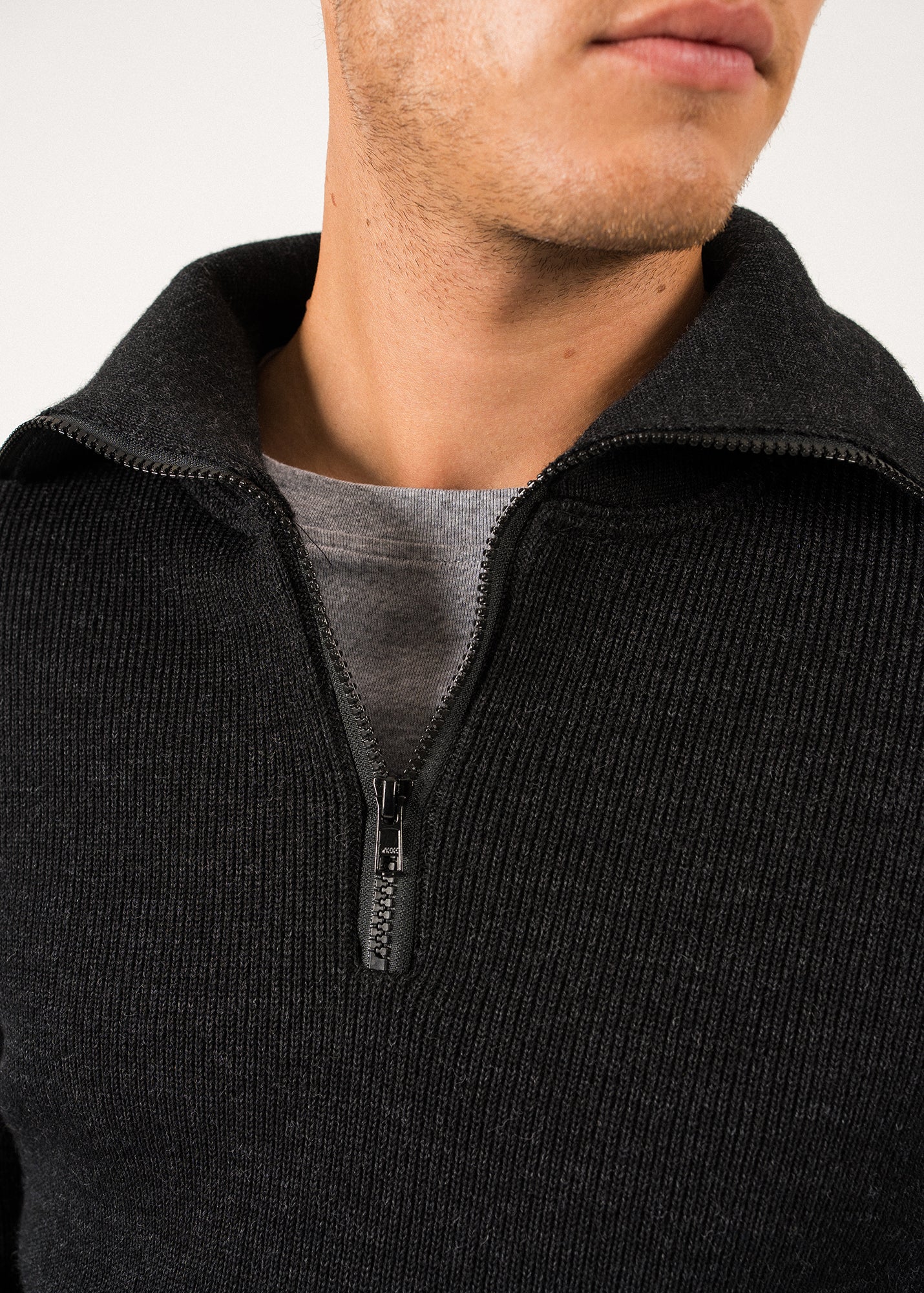 Pull col camionneur Cotentin - en maille de laine vierge (ANTHRACITE)