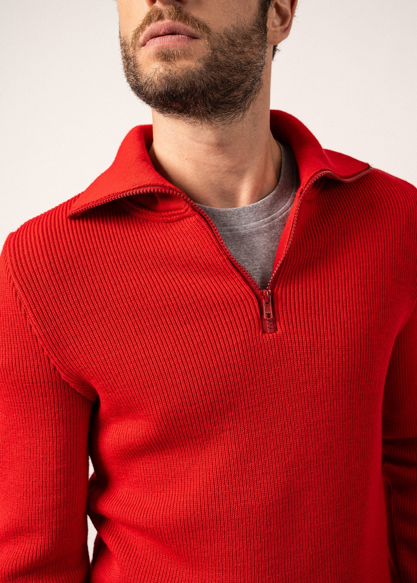 Pull col camionneur Cotentin - en maille de laine vierge (ROUGE)