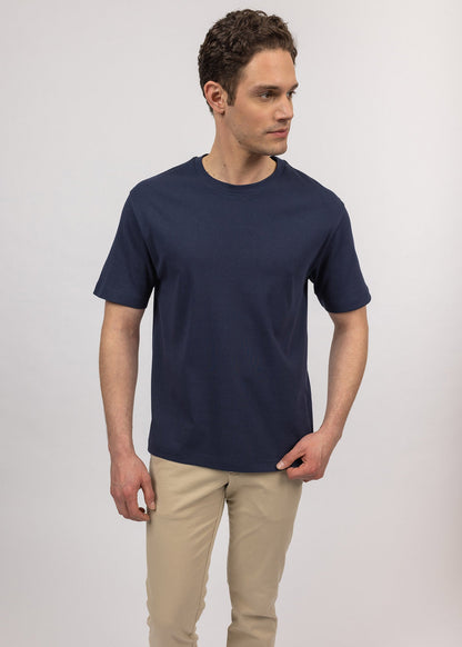 T-shirt à manches courtes Lumio - col rond, en coton (MARINE)