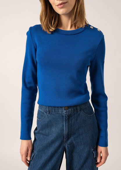 Pull marin uni Marée - coupe ajustée, en maille de laine (GITANE)