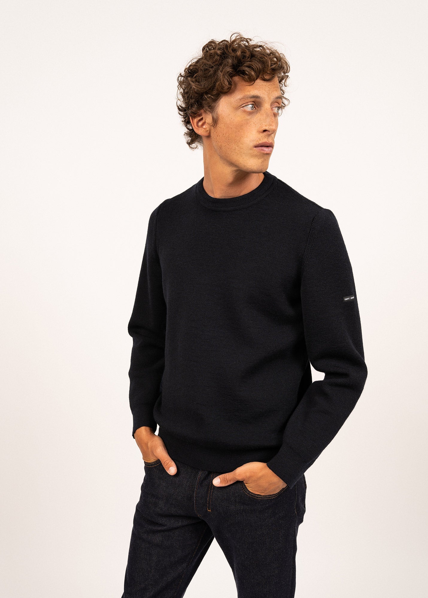 Pull col rond Locronan - en pure laine vierge (NAVY)