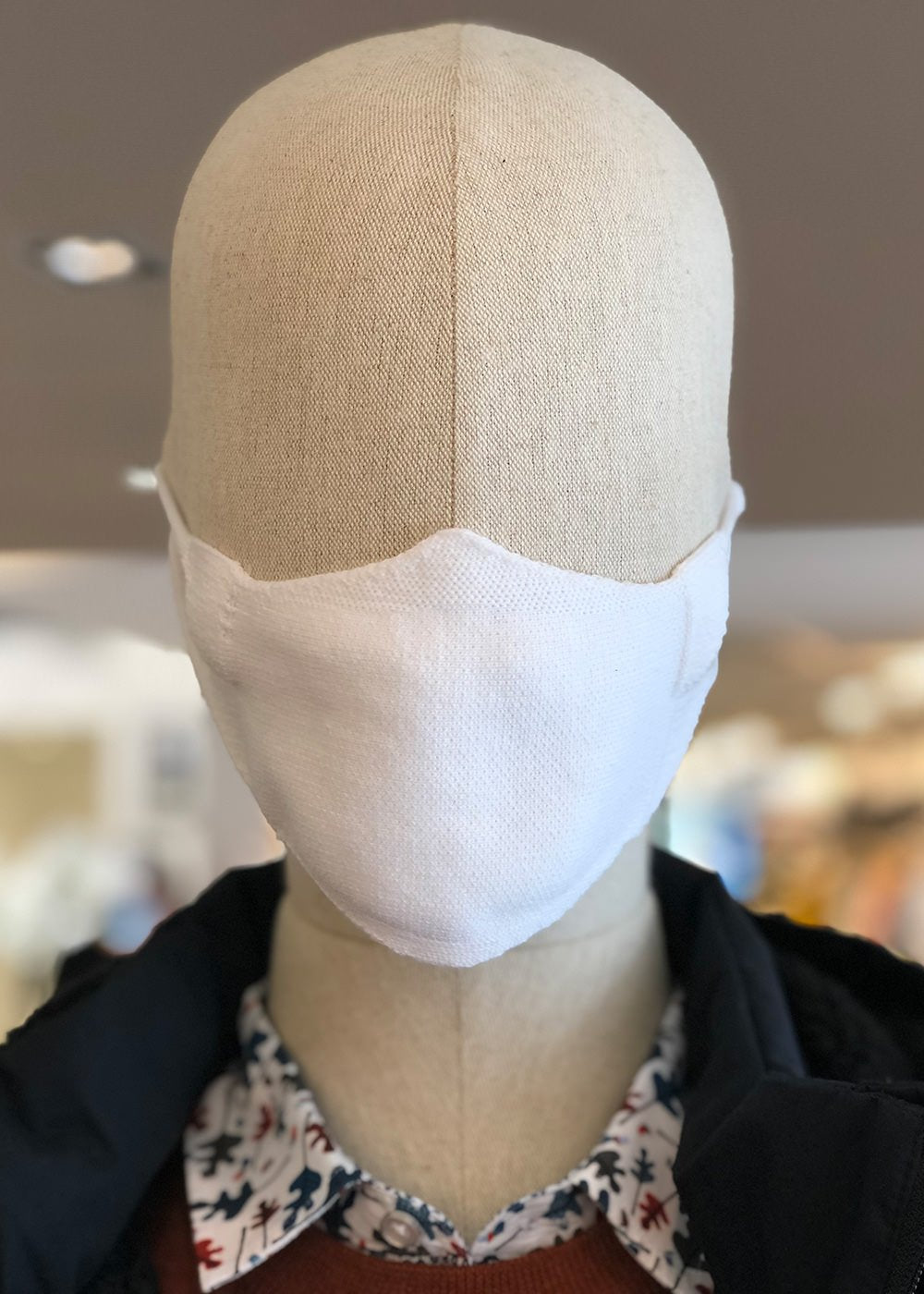 Masque de protection visage en maille SAINT JAMES de coton uni (BLANC)