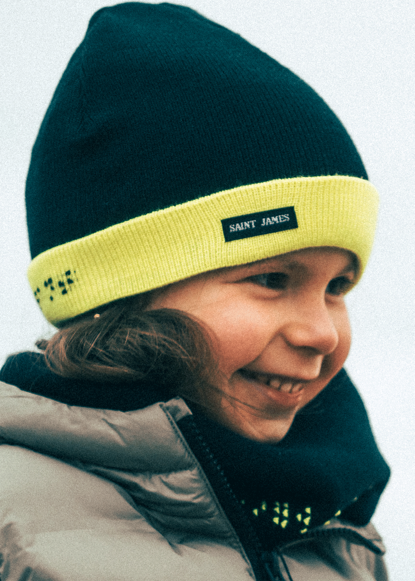 Bonnet enfant uni - SAINT JAMES x Les Petits Résistants (NAVY/JAUNE FLUO)